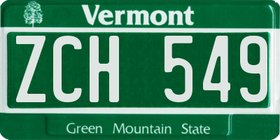 VT license plate ZCH549