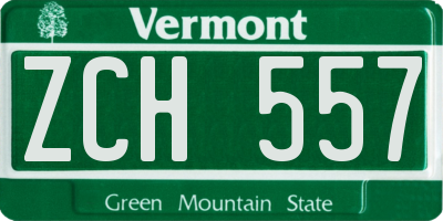 VT license plate ZCH557