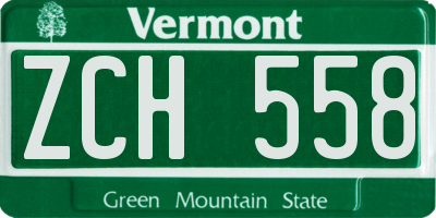 VT license plate ZCH558