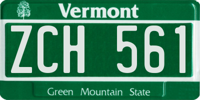 VT license plate ZCH561