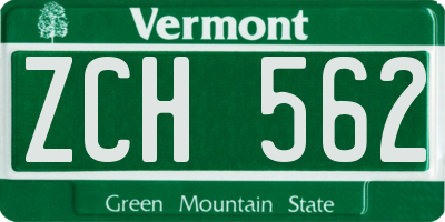 VT license plate ZCH562