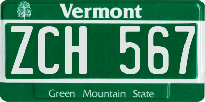 VT license plate ZCH567