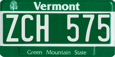 VT license plate ZCH575