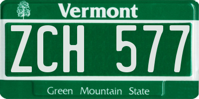VT license plate ZCH577