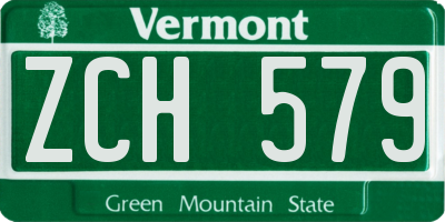 VT license plate ZCH579