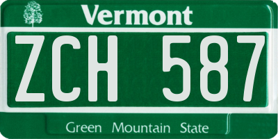 VT license plate ZCH587