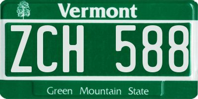 VT license plate ZCH588