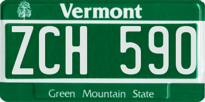 VT license plate ZCH590