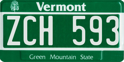 VT license plate ZCH593