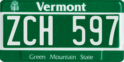 VT license plate ZCH597