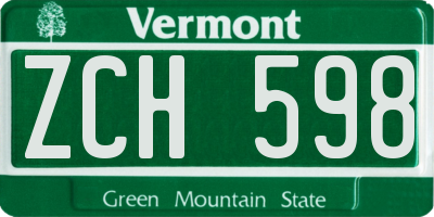 VT license plate ZCH598