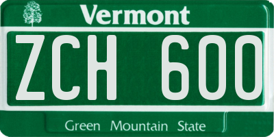 VT license plate ZCH600