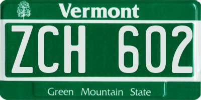 VT license plate ZCH602