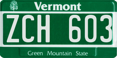 VT license plate ZCH603