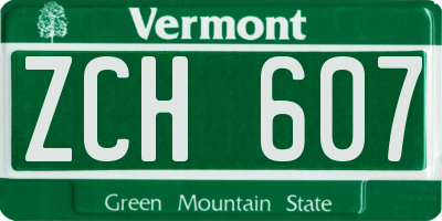 VT license plate ZCH607