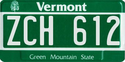 VT license plate ZCH612