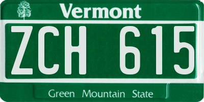 VT license plate ZCH615