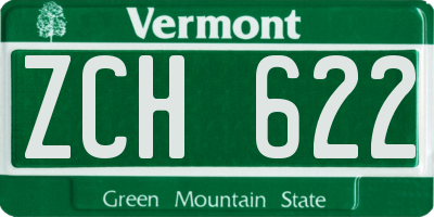 VT license plate ZCH622