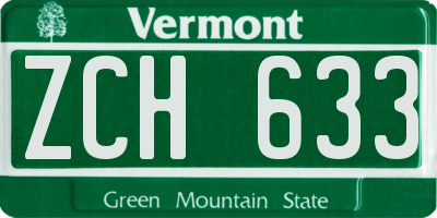 VT license plate ZCH633