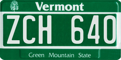 VT license plate ZCH640