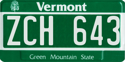 VT license plate ZCH643