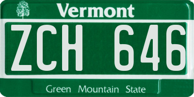 VT license plate ZCH646