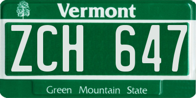 VT license plate ZCH647