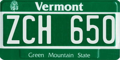 VT license plate ZCH650