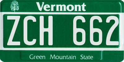 VT license plate ZCH662