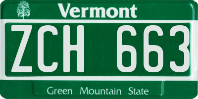 VT license plate ZCH663