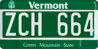 VT license plate ZCH664