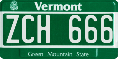 VT license plate ZCH666