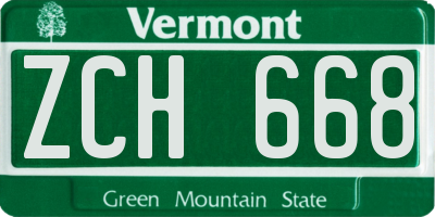 VT license plate ZCH668