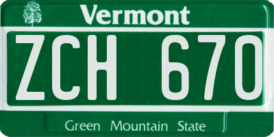 VT license plate ZCH670