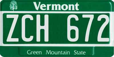 VT license plate ZCH672