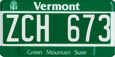 VT license plate ZCH673