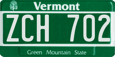 VT license plate ZCH702