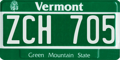 VT license plate ZCH705