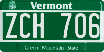 VT license plate ZCH706