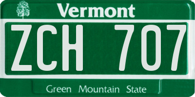 VT license plate ZCH707