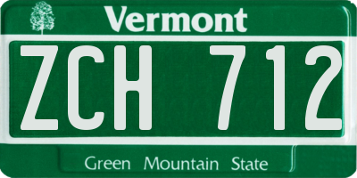 VT license plate ZCH712