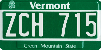VT license plate ZCH715