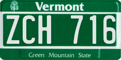 VT license plate ZCH716