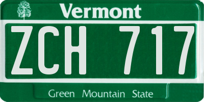 VT license plate ZCH717