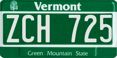 VT license plate ZCH725