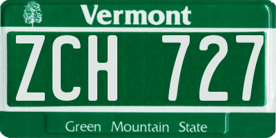 VT license plate ZCH727