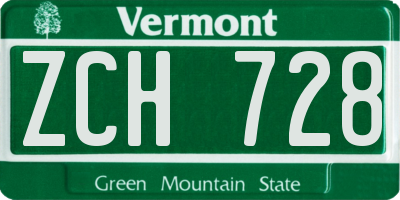 VT license plate ZCH728