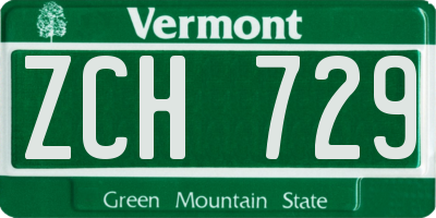 VT license plate ZCH729