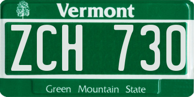 VT license plate ZCH730
