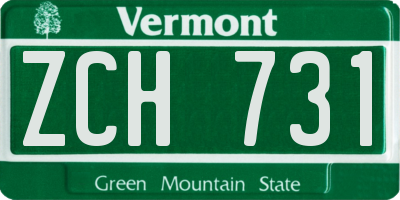 VT license plate ZCH731